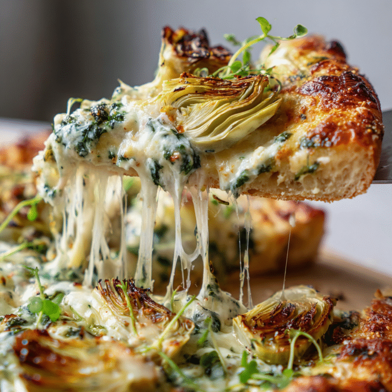 Artichoke Pizza with Spinach Cream Sauce