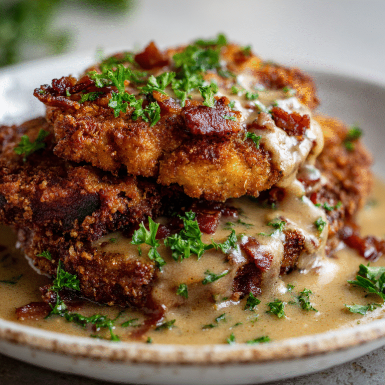 Fried Pork Chops with Bacon Gravy