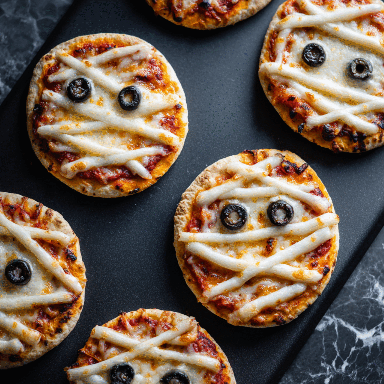 Mini Halloween Mummy Pizzas