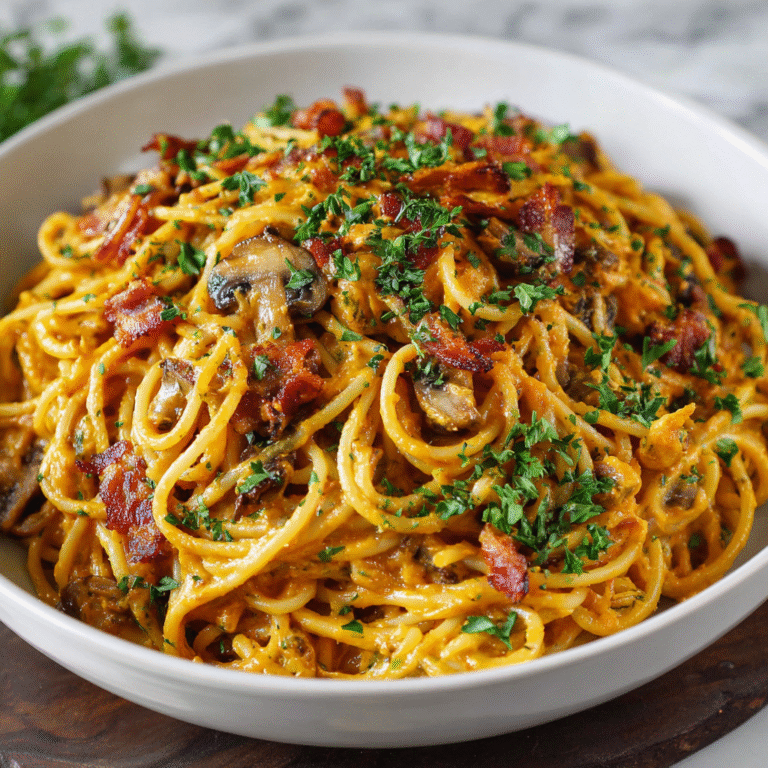 Pumpkin Mushroom Spaghetti with Bacon