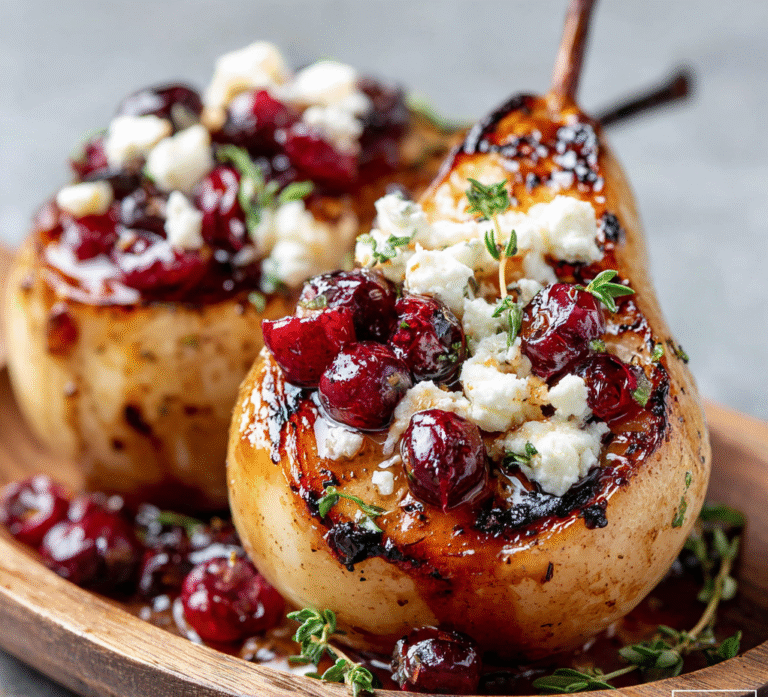 Roasted Pears with Cranberries, Feta & Thyme