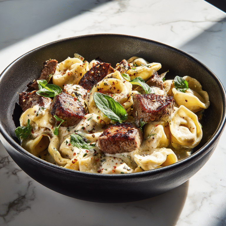 Creamy Garlic Steak Tortellini