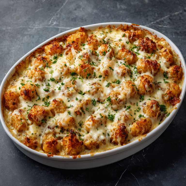 Easy Chicken Alfredo Tater Tot Casserole