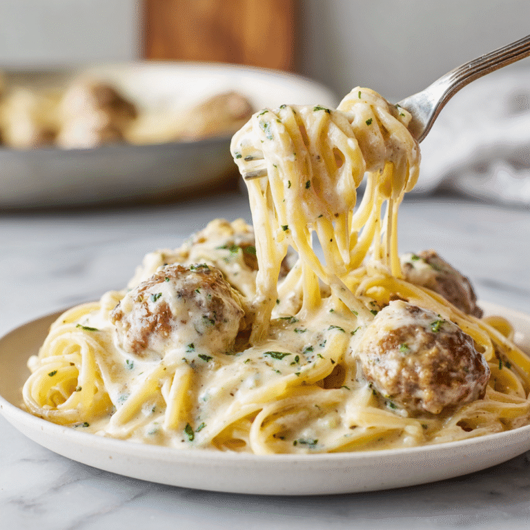 Garlic Butter Meatballs Parmesan Linguine
