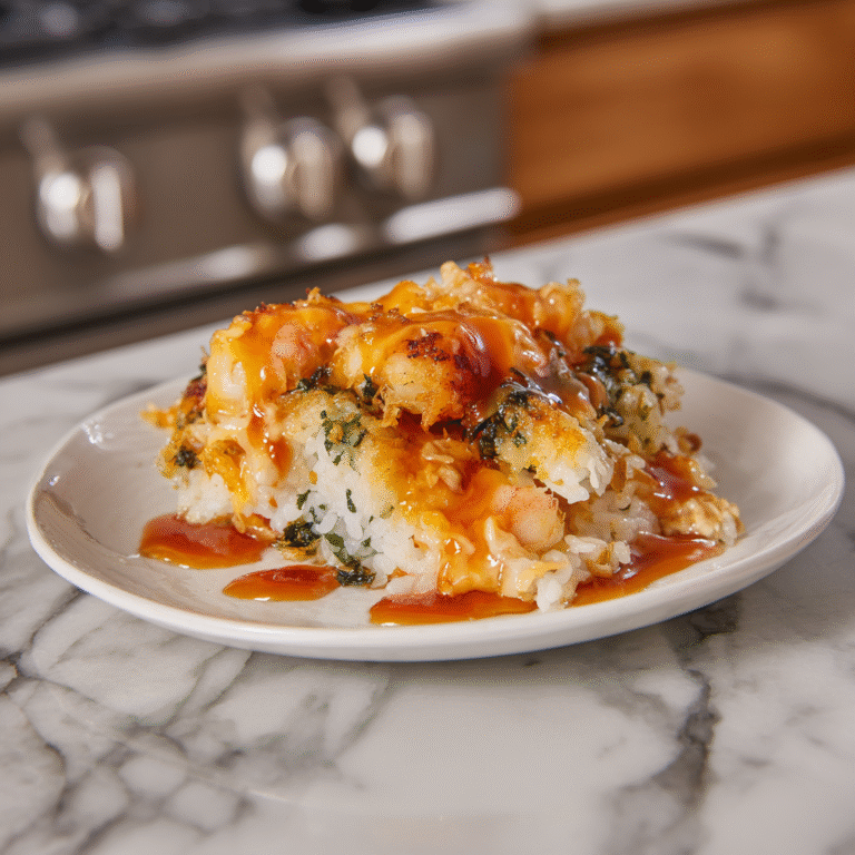 Creamy Shrimp Tempura Sushi Bake
