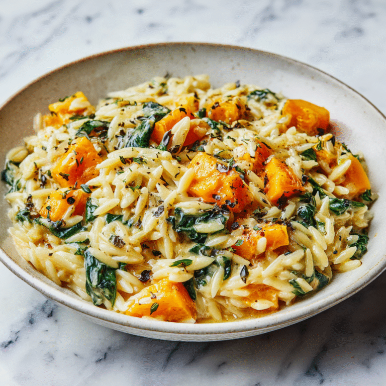 Creamy Orzo with Roasted Butternut Squash and Spinach