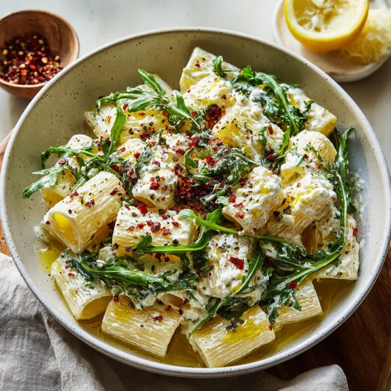 Creamy Lemon Ricotta Pasta with Arugula Recipe