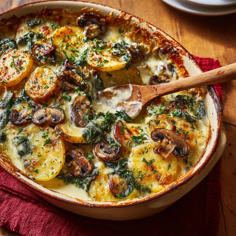 Potato Mushroom Spinach Bake