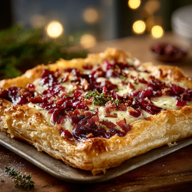 Cranberry Brie Tart with Bacon & Thyme