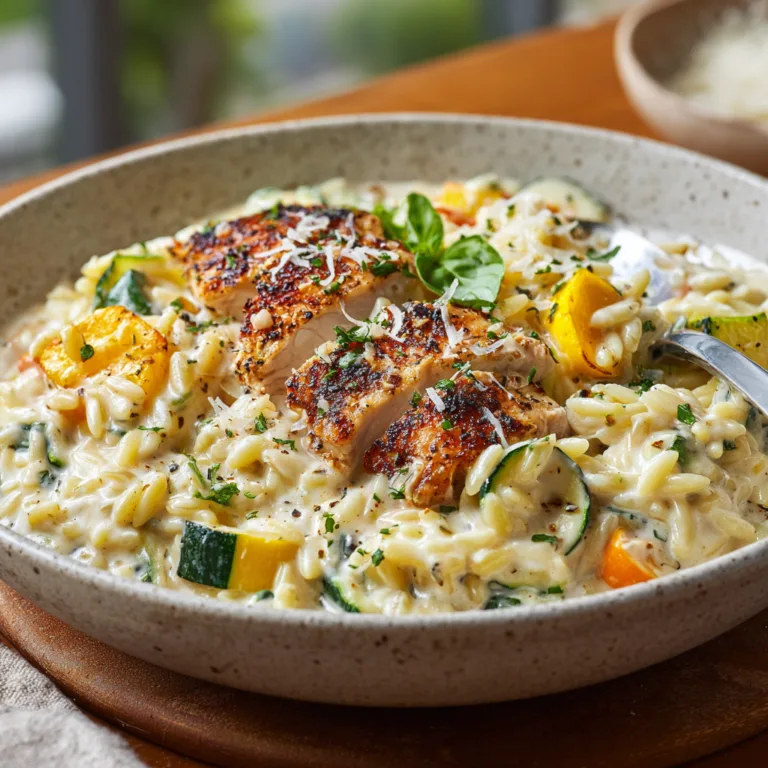 Creamy Boursin Orzo Bake with Chicken & Veggies (One Pan Wonder)