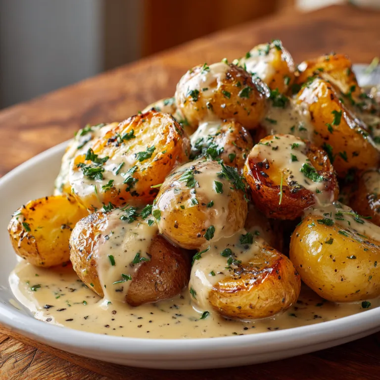 Creamy Garlic Sauce Baby Potatoes Recipe