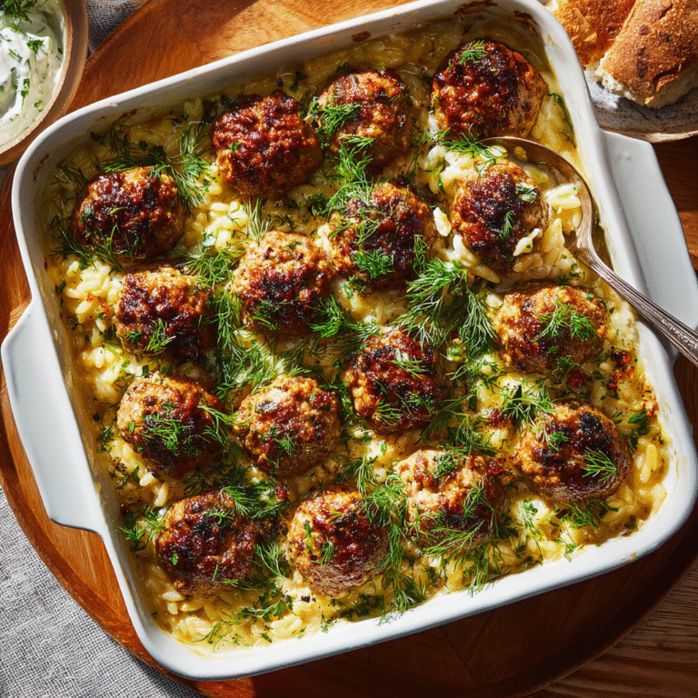 Greek Chicken Meatballs & Lemon Orzo