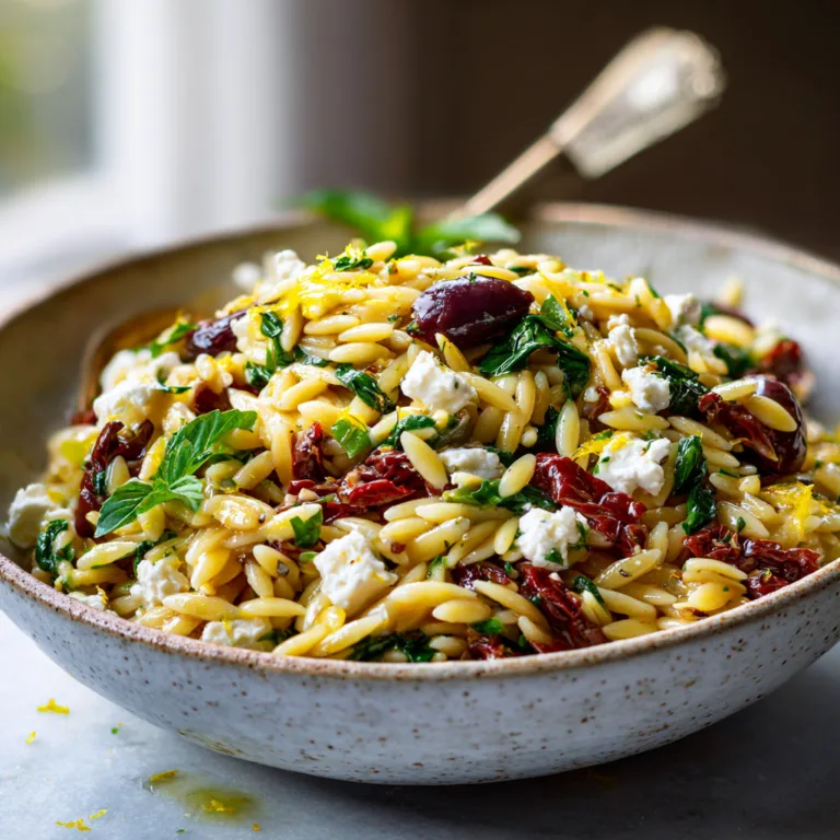 The Ultimate 25-Minute Orzo Feta Sun Dried Tomato Salad