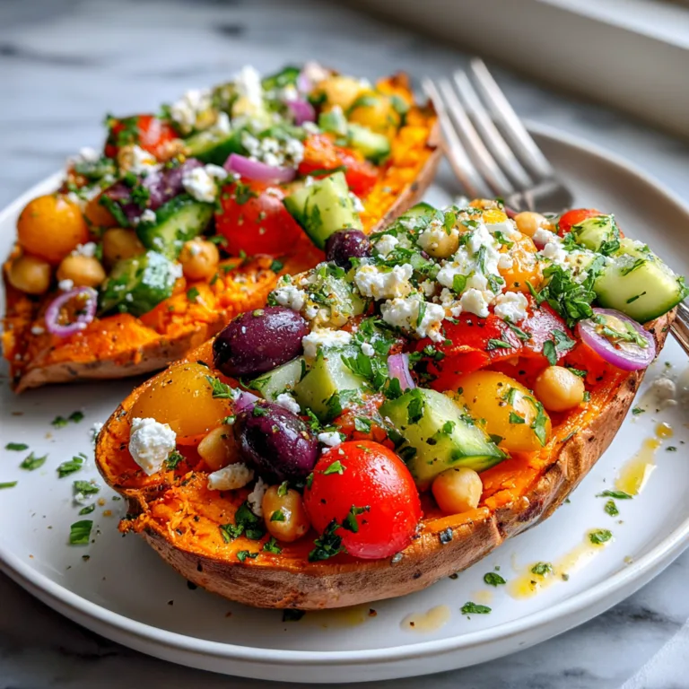 Healthy Mediterranean Sweet Potato Boats