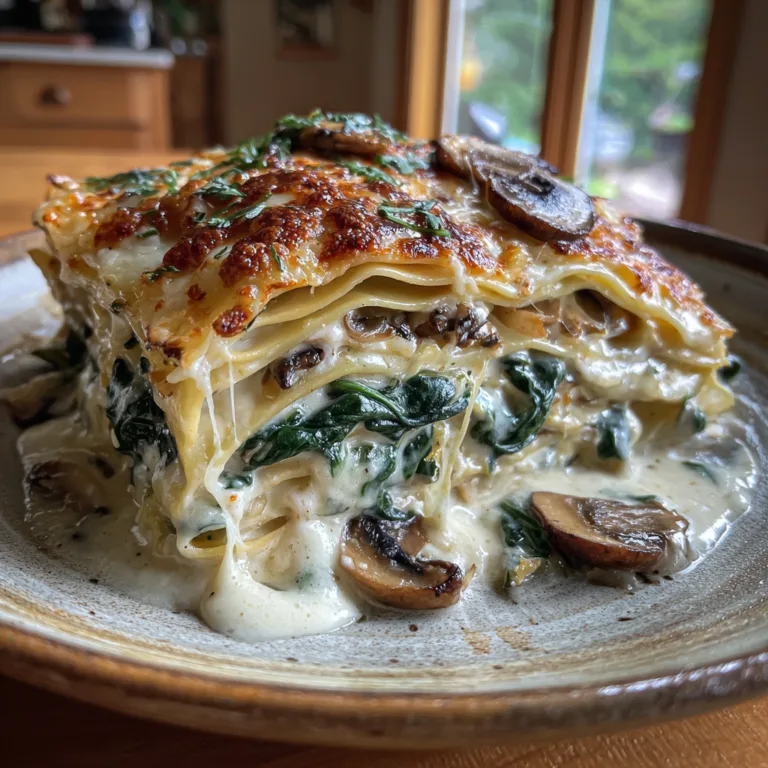 Creamy Mushroom and Spinach Lasagna
