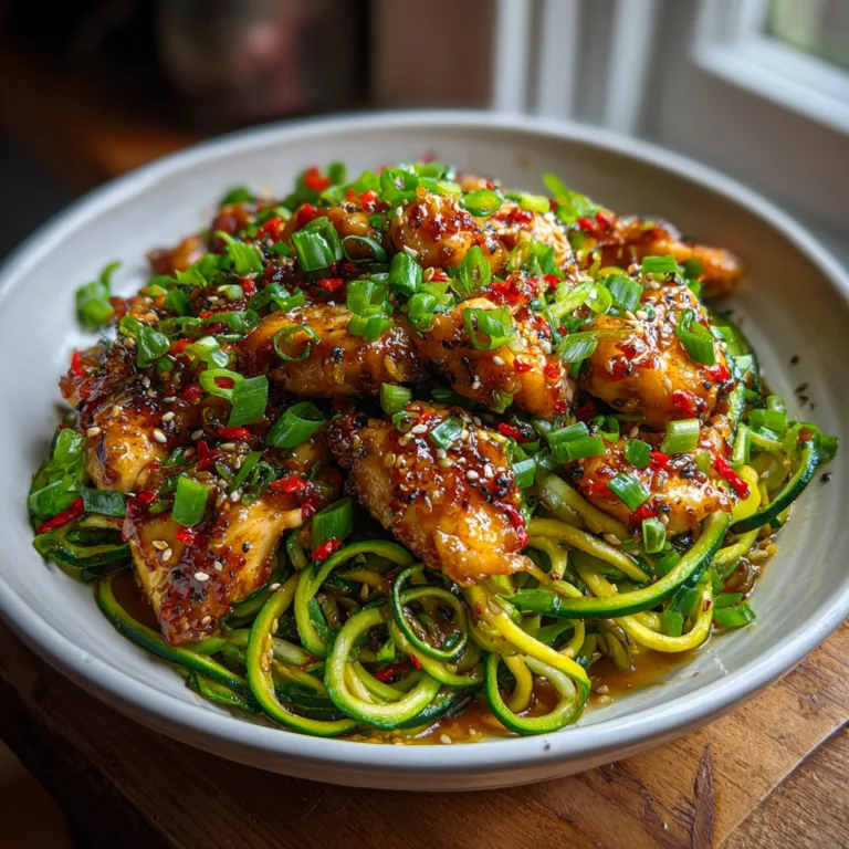 Garlic Chicken Zucchini Noodles Stir Fry