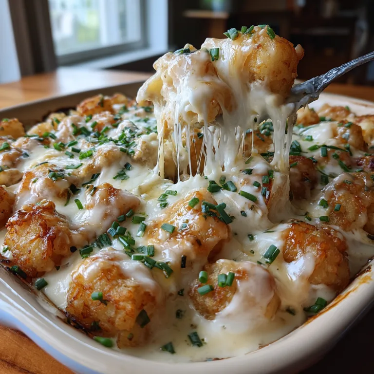Chicken Alfredo Tater Tot Casserole
