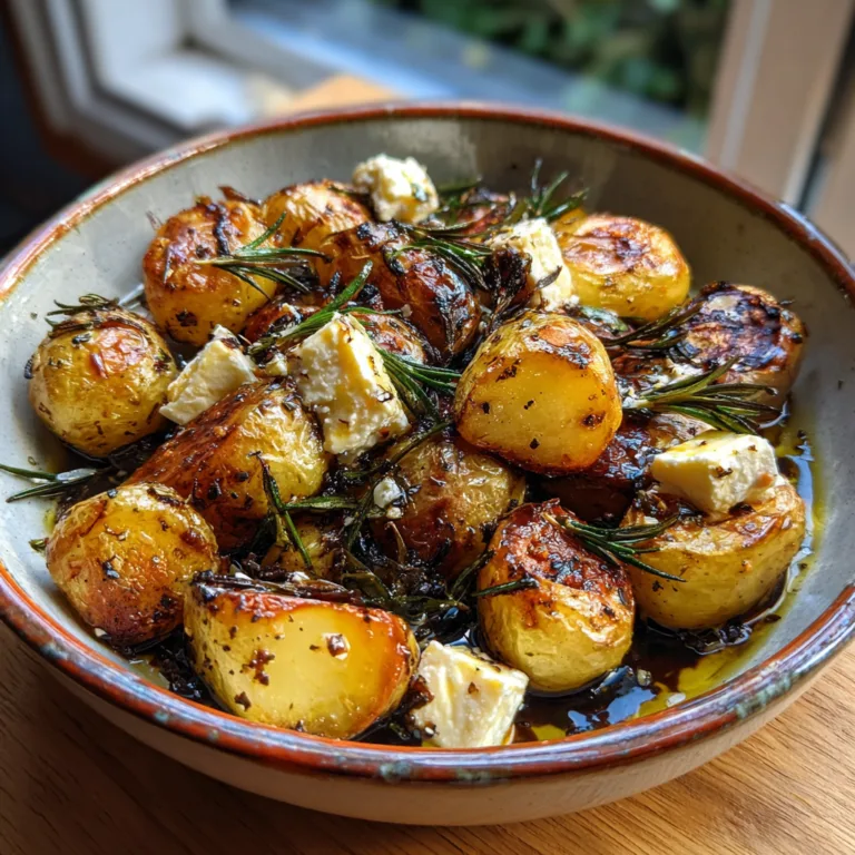 Crispy Roasted Potatoes with Baked Feta and Garlic Recipe