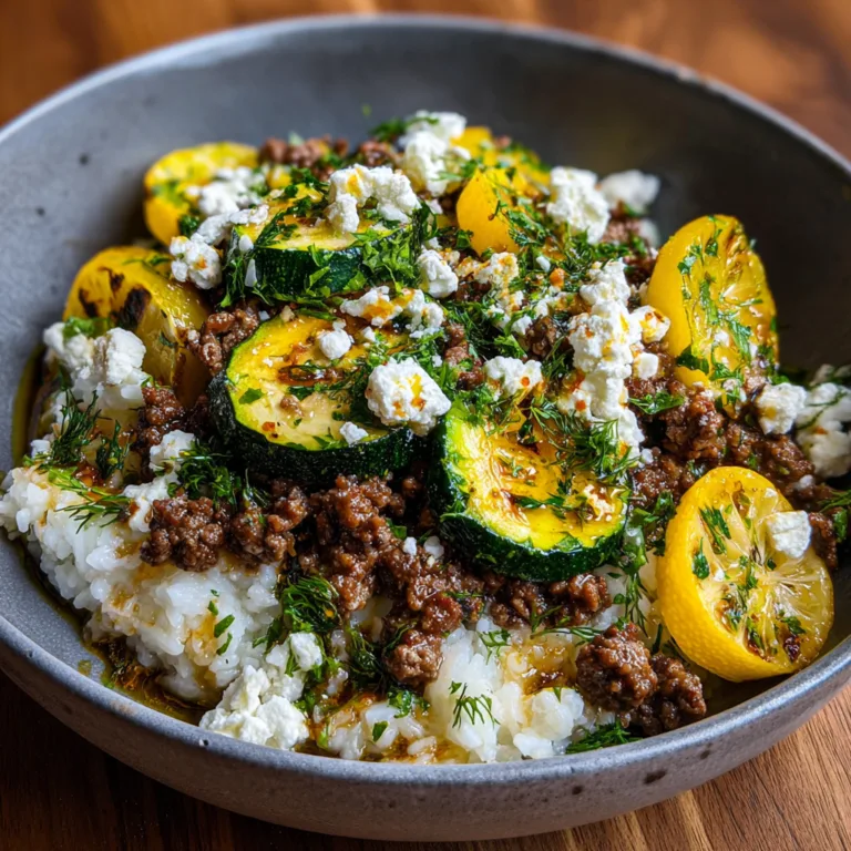 Greek-Style Beef and Zucchini Rice Bowl