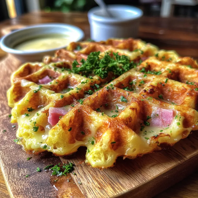 Crispy Savory Ham and Cheese Waffles