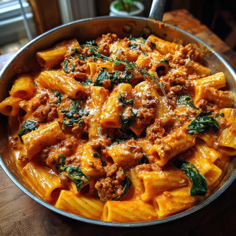 Creamy Sausage and Spinach Rigatoni