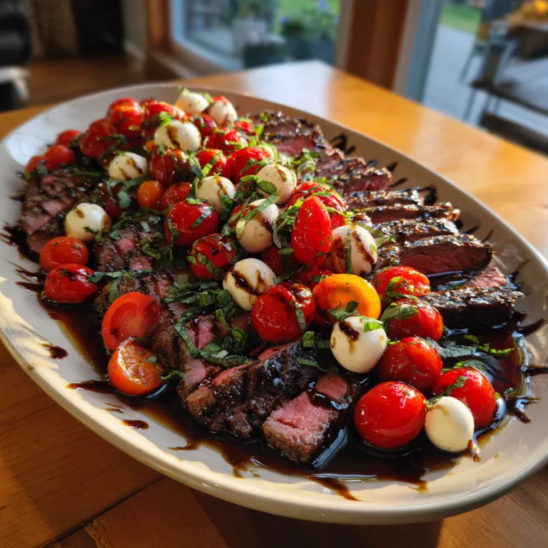 Grilled Flank Steak Caprese with Balsamic Dressing