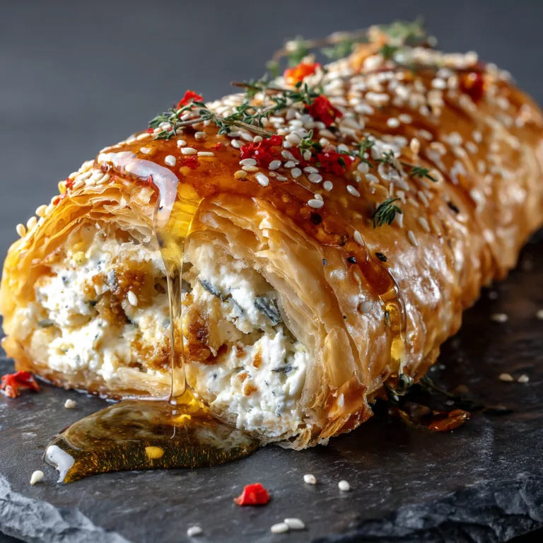 Oven Fried Feta Rolls with Chili Honey