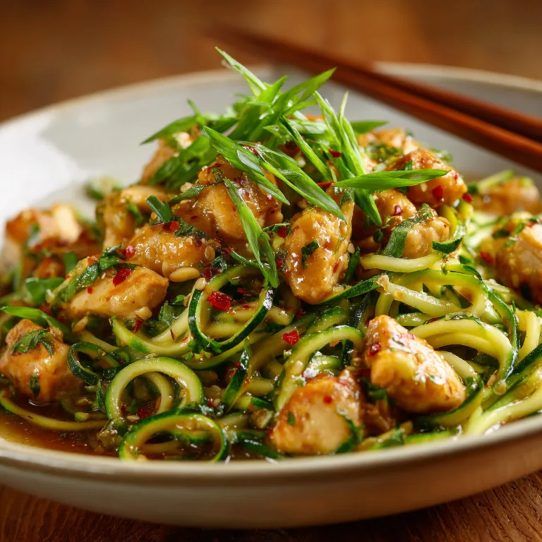 Garlic Chicken Zucchini Noodles Stir Fry