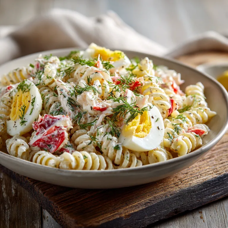 The Ultimate Creamy Crab and Egg Pasta Salad: A Potluck Classic